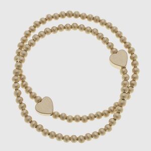 Gold Heart Beaded Bracelet Set